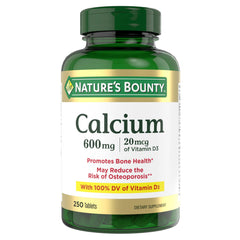 Bottle of Nature's Bounty Calcium Carbonate + Vitamin D3 600mg/800IU 250 tablets