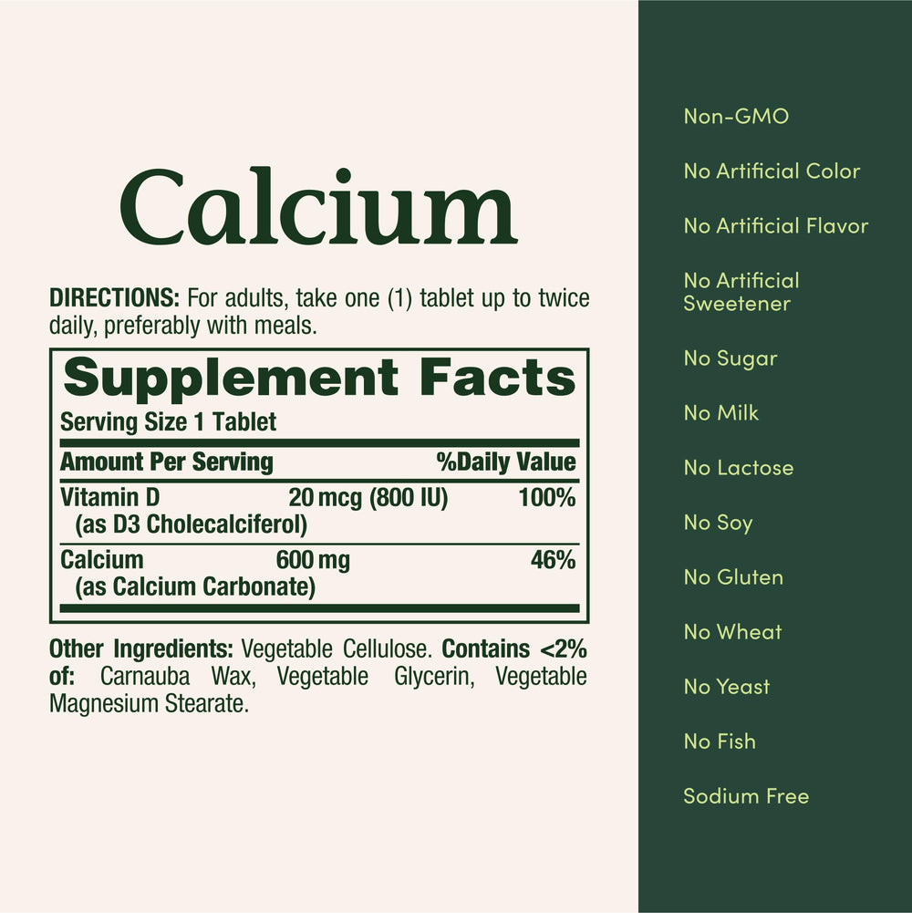 Close-up of Nature's Bounty calcium D3 tablets