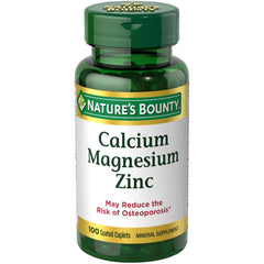 Nature's Bounty Calcium Magnesium Zinc Caplets bottle - front view