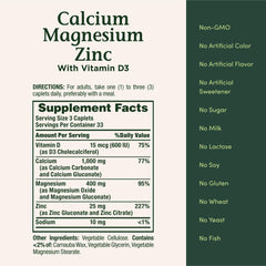 Label highlighting calcium 1000 mg, magnesium 400 mg, and vitamin D3