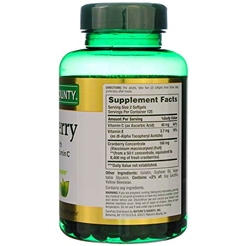 Pack of three Nature's Bounty Cranberry bottles for urinary health