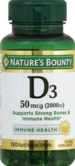 Nature's Bounty Vitamin D3 2000 IU softgels bottle back label