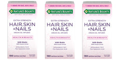 Nature's Bounty Extra Strength Hair Skin Nails pack of 3 bottles - front view