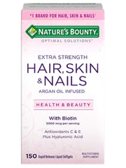 Nature's Bounty Extra Strength Hair Skin Nails pack of 3 bottles - side view