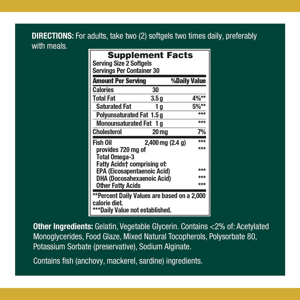 Mercury-free burpless fish oil softgels for heart health