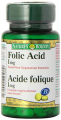 Nature's Bounty Folic Acid 1 mg 150 Tablets bottle (Packaging May Vary)