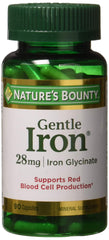 Nature's Bounty Gentle Iron 28 mg bottle and label