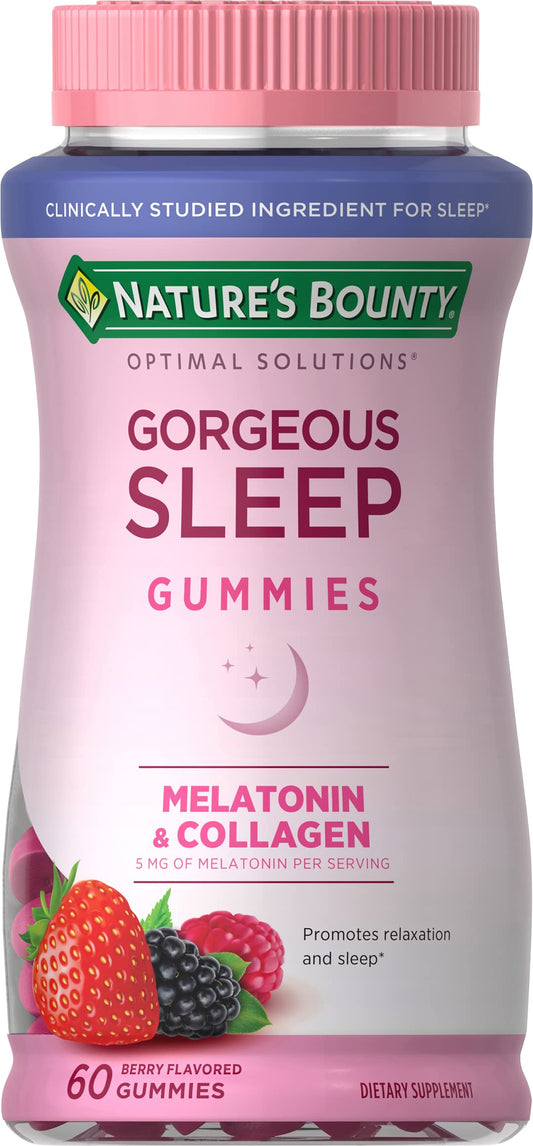 Front view of Nature's Bounty Gorgeous Sleep Melatonin Gummies with Collagen (60-count)