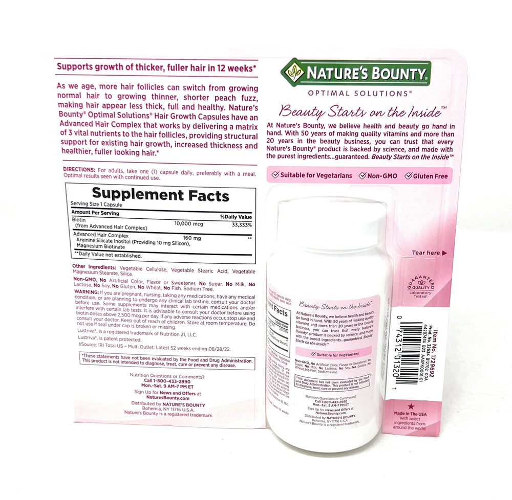 Biotin, Silicon and Arginine highlighted on the product label