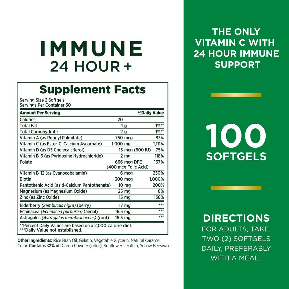 Nature's Bounty Immune 24 Hour+ bottle front view