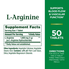 L-Arginine 1000mg tablets close-up