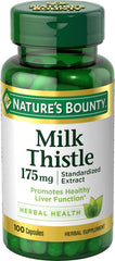Nature's Bounty Milk Thistle 175 mg bottle with 100 softgels