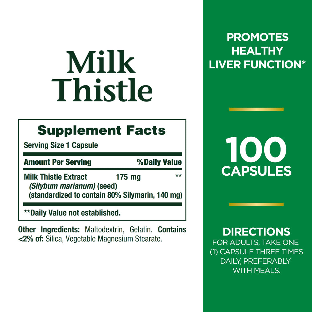 Milk Thistle 175 mg capsules close-up