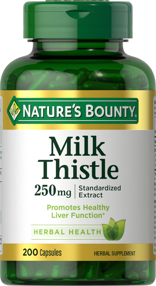 Nature's Bounty Milk Thistle 250 mg capsules bottle label