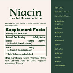 Gluten-free flush-free Niacin 500mg formula