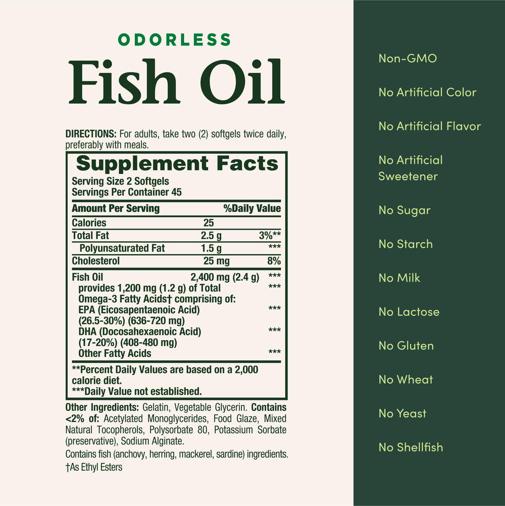 Close-up of EPA and DHA content on the label