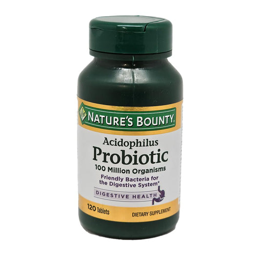 Nature's Bounty Probiotic Acidophilus Tablets bottle with label