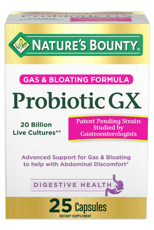 Nature's Bounty Probiotic GX bottle on white background