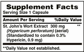 St. John's Wort 300 mg capsules bottle with label