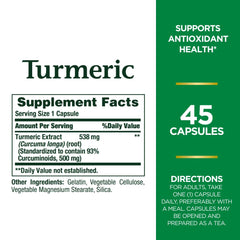 Turmeric capsules 538 mg in bottle