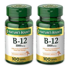 Nature's Bounty Vitamin B12 1000 mcg bottle with 100 tablets (Pack of 2)