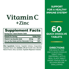 Front view of Nature's Bounty Vitamin C + Zinc bottle