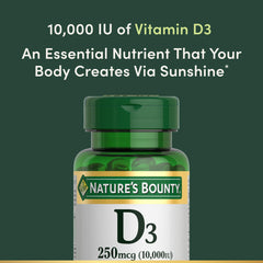 Product packaging and label for Nature's Bounty Vitamin D3