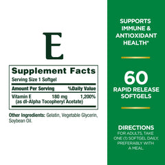 Vitamin E softgels pills inside the bottle