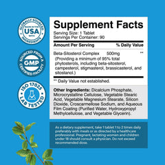 Back label showing phytosterols like campesterol and stigmasterol