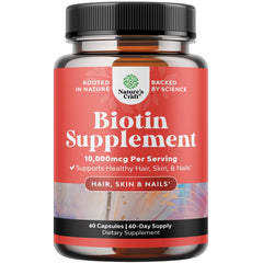 Natures Craft Biotin 10000 mcg bottle and label