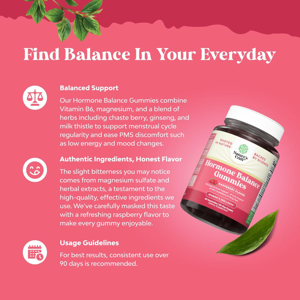 Natures Craft Dong Quai Gummies ingredient highlight bottle hints herbal balance.