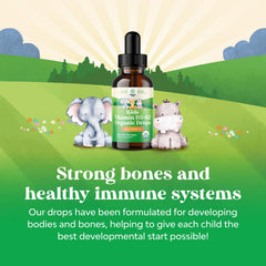 Tasteless liquid vitamin D3 with K2 for kids in dropper bottle
