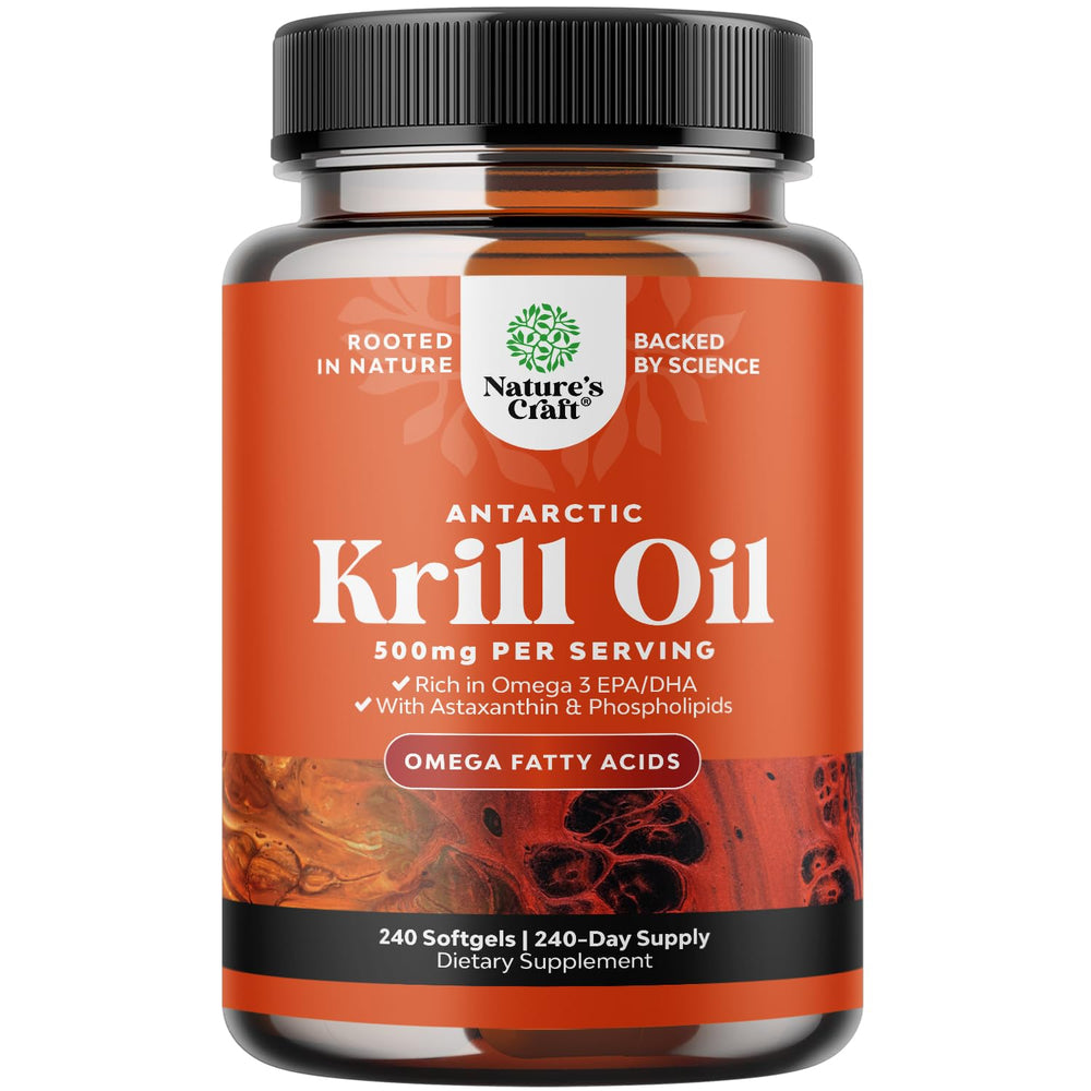 Natures Craft Antarctic Krill Oil 500mg softgels bottle and label