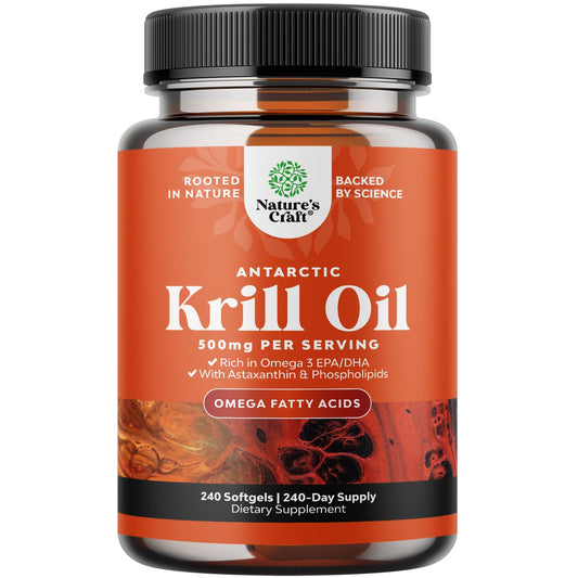 Natures Craft Antarctic Krill Oil 500mg softgels bottle and label