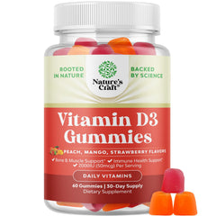 Natures Craft Vitamin D3 Gummies bottle with 2000 IU per serving