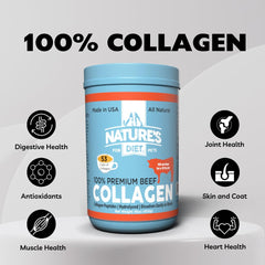 Scoop of collagen peptides poured into pet food