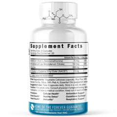 Supplement facts and ingredients label close-up