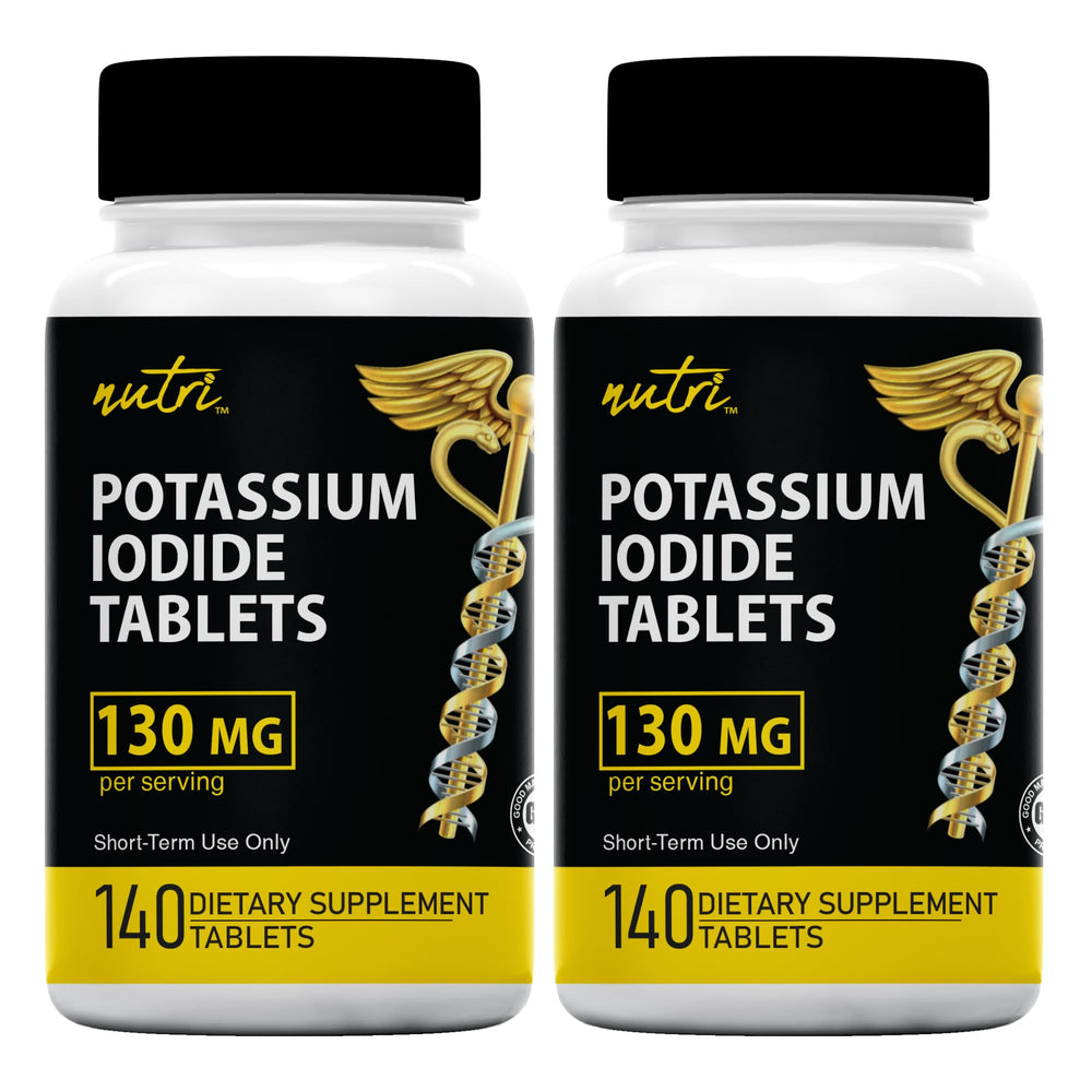 Nature's Fusions potassium iodide tablets 130 mg bottle front view for emergency readiness.