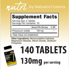 Nature's Fusions potassium iodide tablets USA production and USP-grade crystals.
