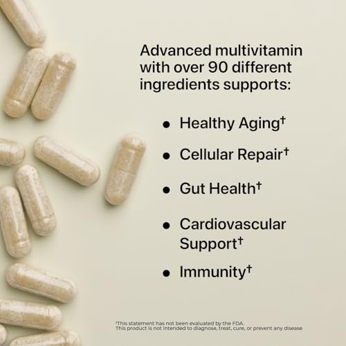 Close-up of bottle label highlighting 90+ nutrients and ingredients