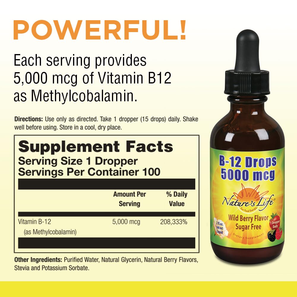 Close-up of Vitamin B12 methylcobalamin drops in dropper
