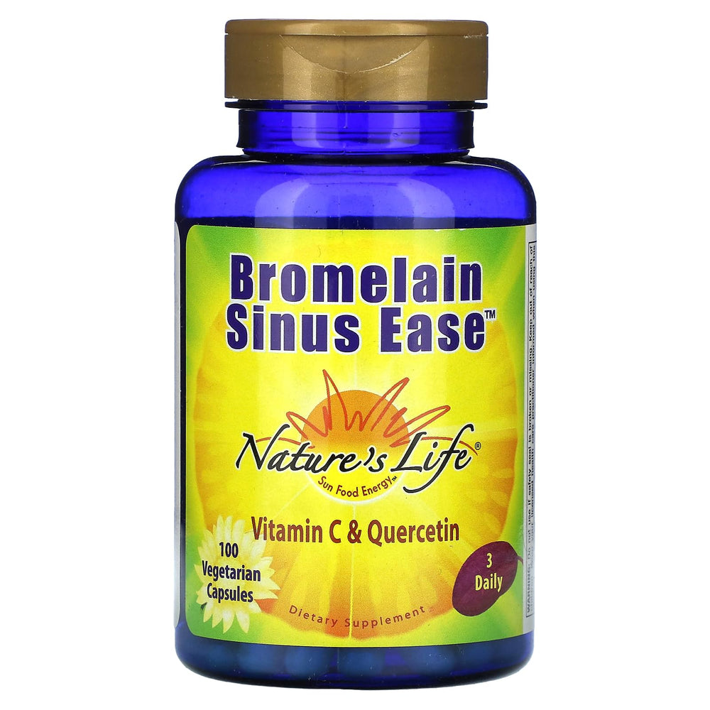 Nature's Life Bromelain Sinus Ease 1200mg bottle and packaging – 100 vegetarian capsules