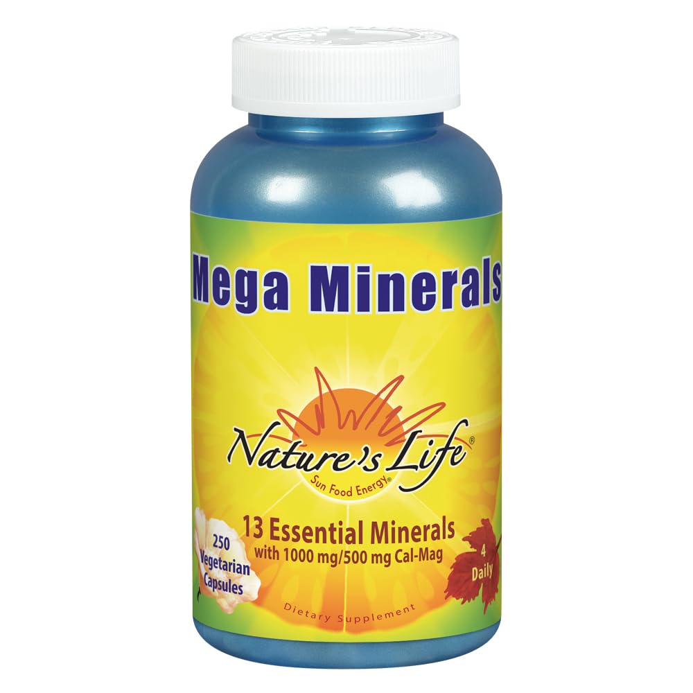 Bottle of Nature's Life Mega Minerals Complex with label
