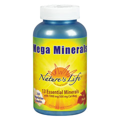 Bottle of Nature's Life Mega Minerals Complex with label