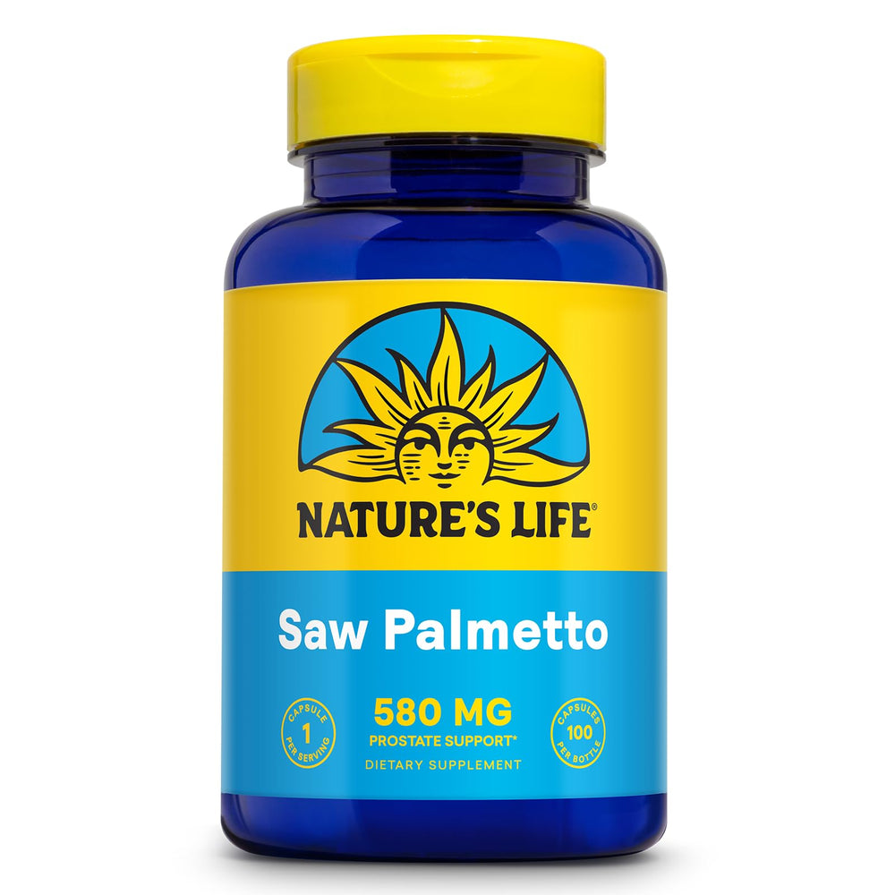 Bottle of Nature's Life Saw Palmetto for Men 580mg with label