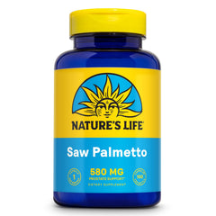 Bottle of Nature's Life Saw Palmetto for Men 580mg with label
