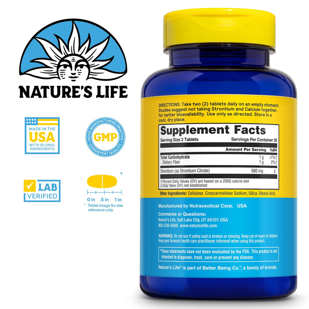 680mg Strontium Citrate vegetarian tablet close-up