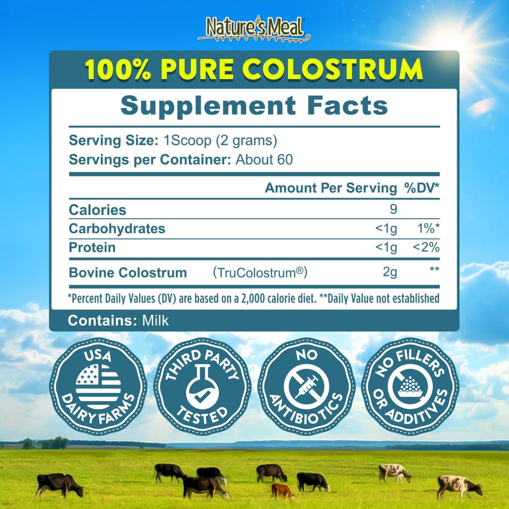 Scoop of unflavored colostrum powder