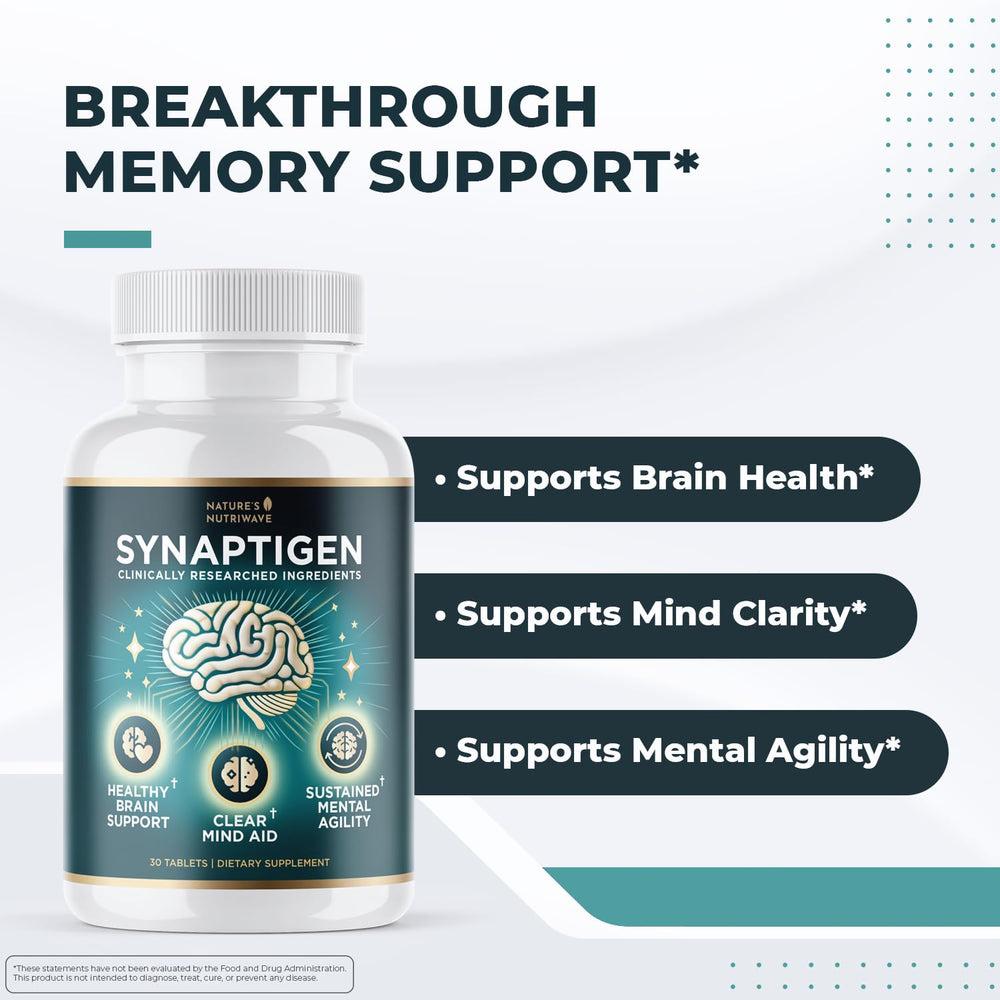 Synaptigen bottle with label and tablets