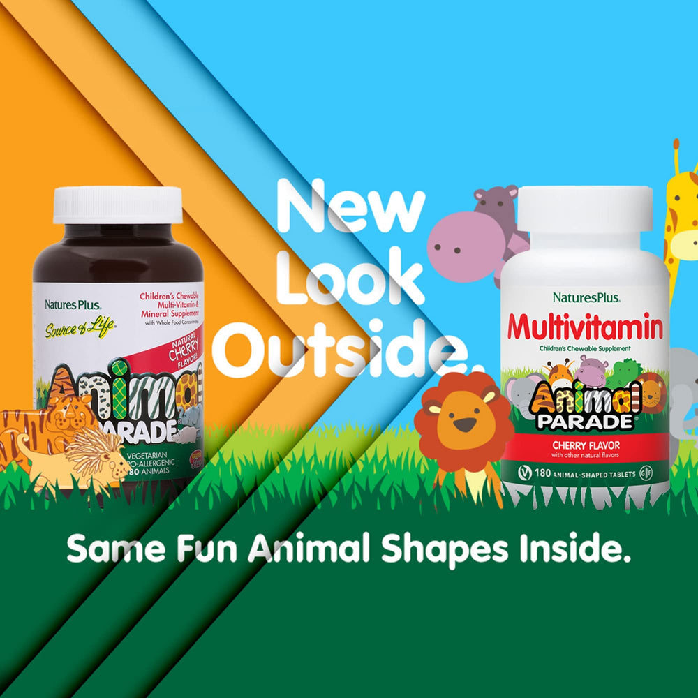 Close-up of cherry-flavored animal-shaped chewable tablets